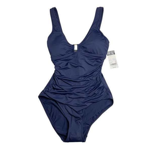 Lauren Ralph Lauren Other - Lauren Ralph Lauren Shirred Ring-Front One-Piece Dark Navy Size 6 New